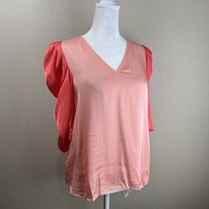 Emily Mcarthy Top Women Small‎ Coral Pink Color Block Apricot Kate Top
